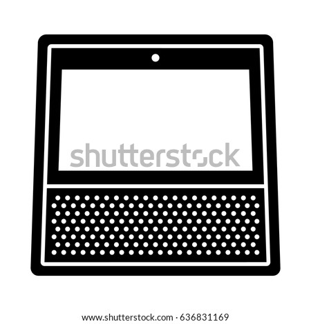 Smart speaker personal assistant with screen flat vector icon for apps and websites