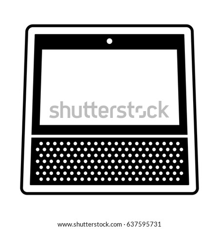 White smart speaker personal assistant with screen flat vector icon for apps and websites 