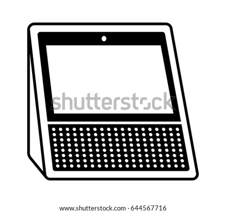 White smart speaker personal assistant screen side view flat vector icon for apps and websites 