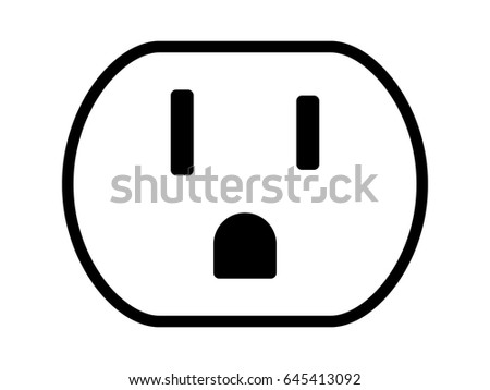 NEMA 5-15 grounded power outlet / ac socket line art vector icon for apps and websites
