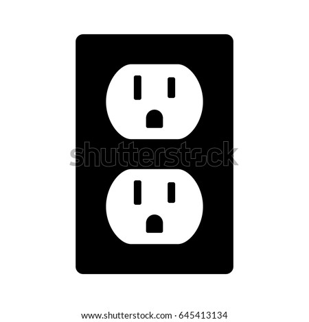 Two NEMA 5-15 grounded power outlet / ac socket flat vector icon for apps and websites