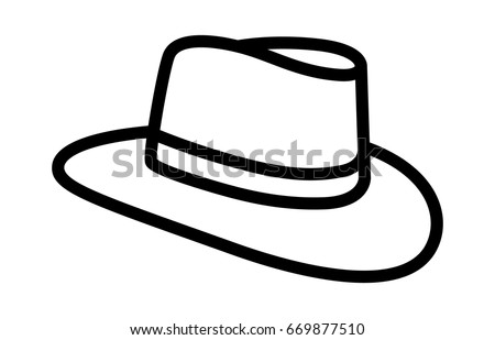 Cowboy hat or country stetson hat line art vector icon for apps and websites