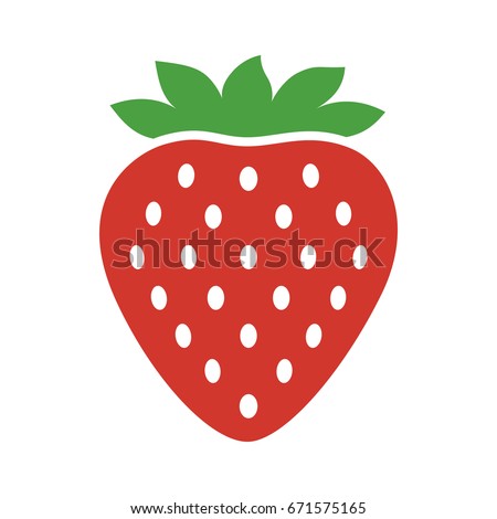 Garden strawberry fruit or strawberries flat color vector icon for food apps and websites