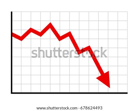 Stock or financial market crash with red arrow flat vector illustrations for websites