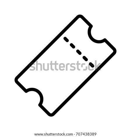 Movie ticket stub or theater admission with perforation line art vector icon for apps and websites