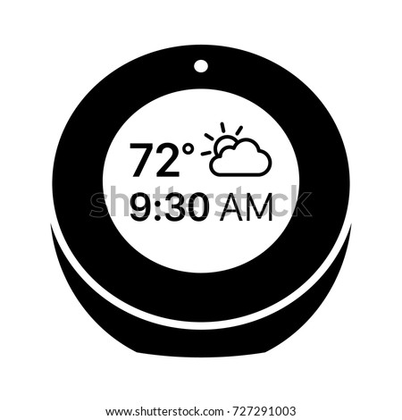 Smart alarm clock with time and weather flat vector icon for apps and websites