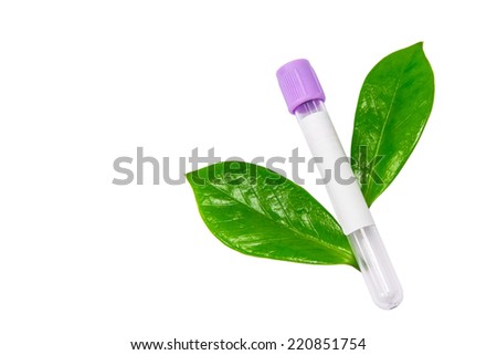 Medical Blood tube with leaves, test tube for laboratory save the world