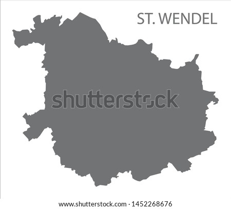 St Wendel grey county map of Saarland Germany DE