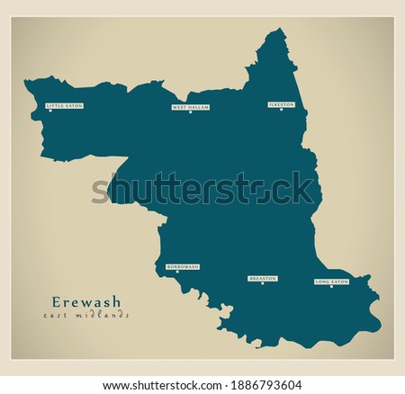 Erewash district map - England UK