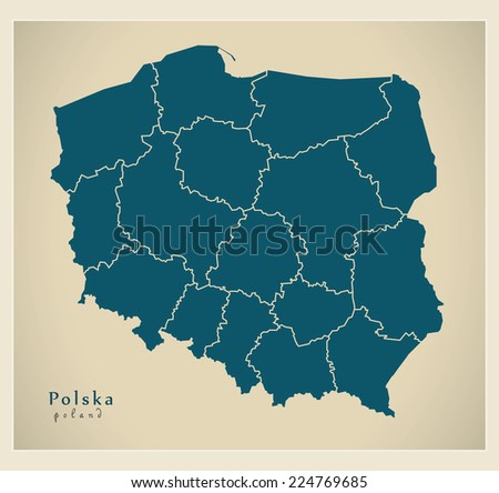 Modern Map - Polska with regions PL