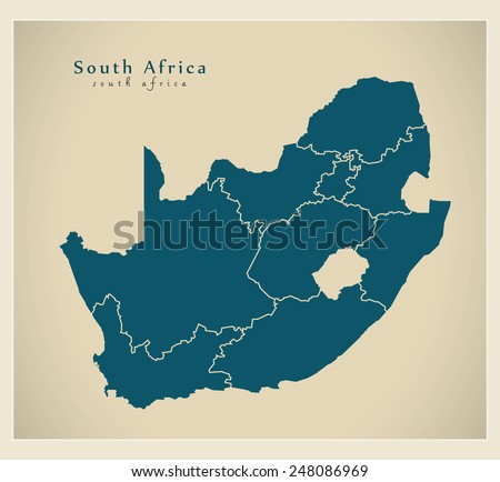 Modern Map - South Africa with provinces ZA