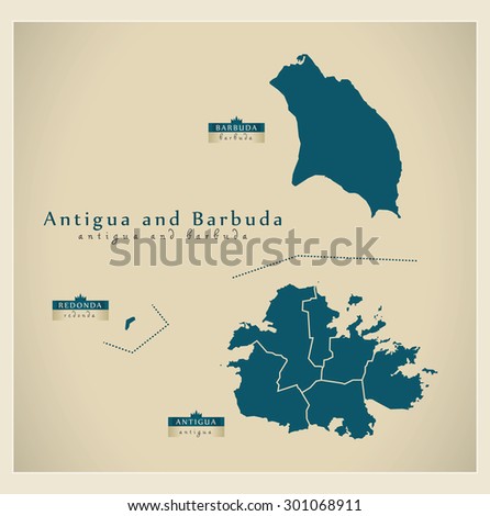 Modern Map - Antigua and Barbuda regions AG