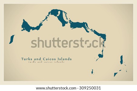 Modern Map - Turks and Caicos Islands TC