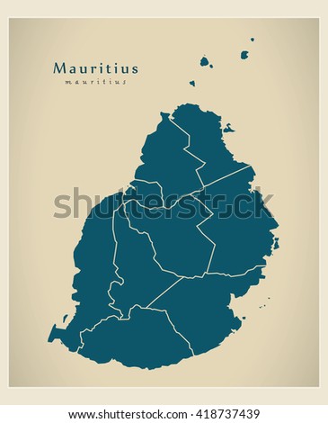 Modern Map - Mauritius with districts MU