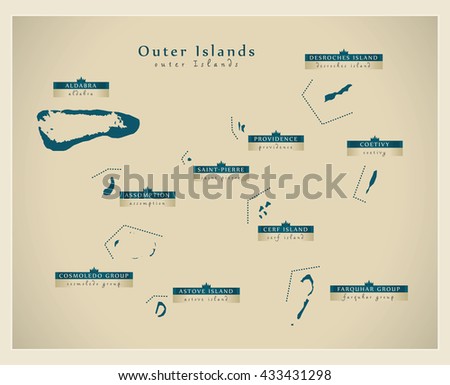 Modern Map - Outer Islands of Seychelles SC