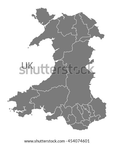 Wales Map with regions grey