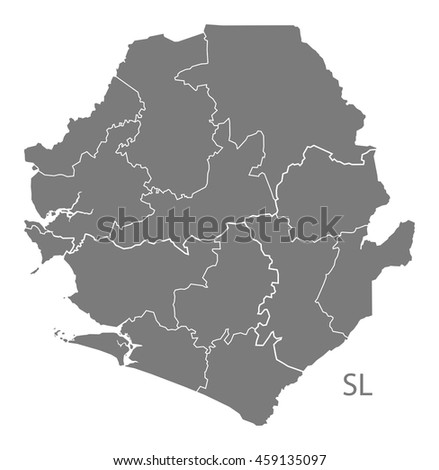 Sierra Leone provinces Map grey