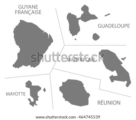 Oversea Departments France Map grey