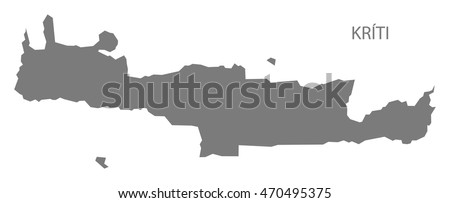Kriti Greece Map in grey