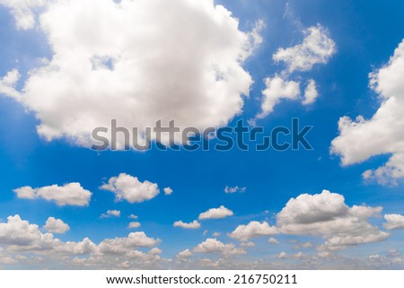 Bright blue sky with beautiful fluffy cloud in sunny day
