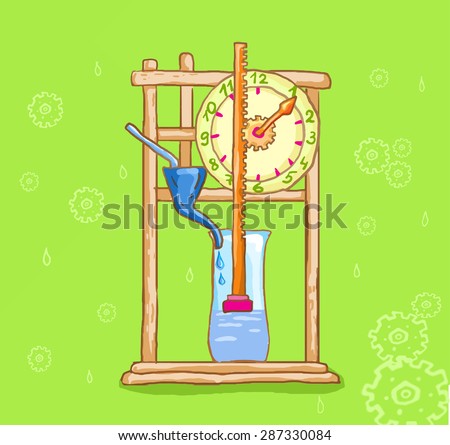 Water Clock. Clepsydra. Vector illustration informative. Imagine de stoc © 
