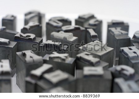 Printers blocks. Lower and upper case letters.