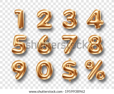 Gold metallic three dimensional numbers isolated on transparent background Сток-фото © 