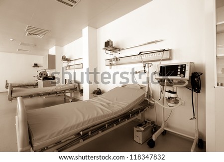Therapeutic and diagnostic rooms with medical equipment. Medical-diagnostic equipment room.