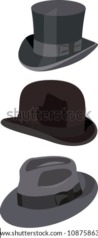 Gentlemen Hats Vector Illustration Isolated On White Background ...