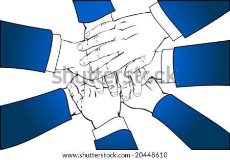 Vector Clip Art Illustration Of Business People Hands Forming A Team ...