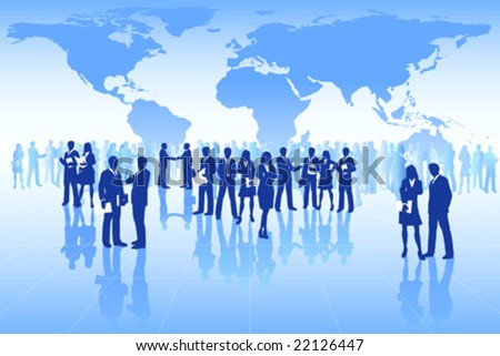 Vector Illustration Of Business Men Conducting Global Business Around ...