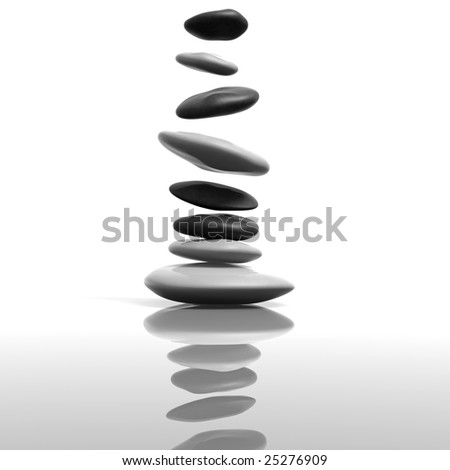 3D illustration of zen stones stacking up on a reflective surface, metaphor for meditation and tranquility Stock fotó © 