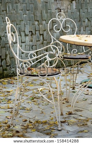 garden outdoor furniture in the fall