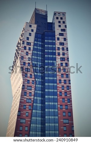 Brno December 20, 2014. Central Europe Czech Republic. Editorial License. AZ Tower high building . With its 111m it is currently highest building in Czech Republic. Building  modern.