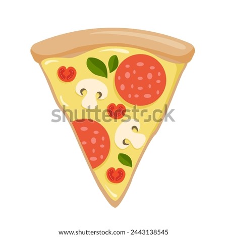 Slice of pepperoni pizza, vector