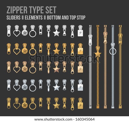 zippers type set fastener