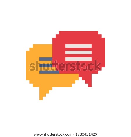 Speech bubble web site flat icon. Pixel art style. Chatting, dialog and discuss. 8-bit. Isolated vector illustration.