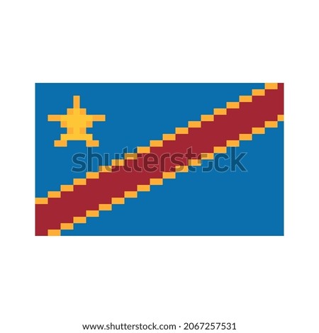 Flag Democratic Republic of the Congo. Pixel art. Stickers design.  Isolated vector illustration. 