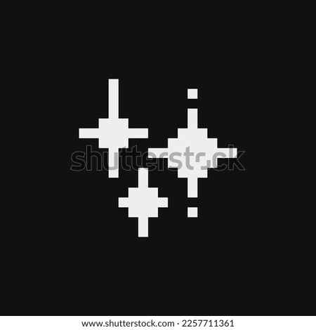 Sparkles emoji. Star pixel art style icon. 1-bit. Isolated abstract vector illustration.	