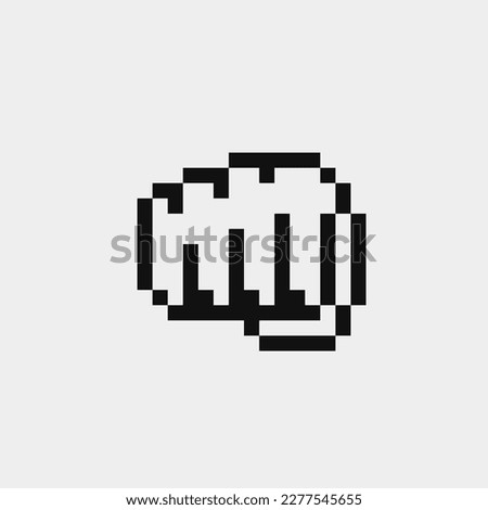 Oncoming fist. Pixel art icon. Flat style. Symbol of victory, strength, power and solidarity. 8-bit. Sticker design. Isolated abstract vector illustration.