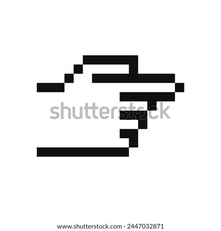 Backhand index pointing right. Direction hand icon. Video game sprite. Pixel art style. Isolated vector illustration.