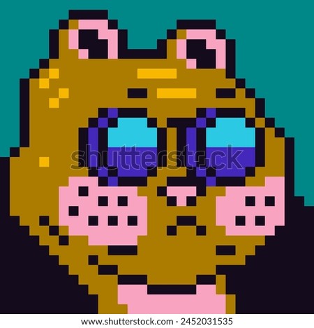 Pixel art cool hamster animal anthropomorphic character, avatar, cartoon vector icon, game user web profile, 8-bit, social net pet portrait, minimalistic fashion, vector cryptoart background.