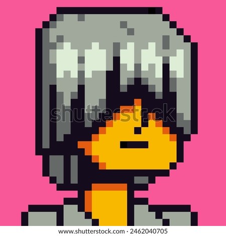 Pixel art human character 8-bit, 80-s, avatar, guy face, NFT, cartoon vector icon, game user, web profile persons, people, social net portrait. Non-fungible token.