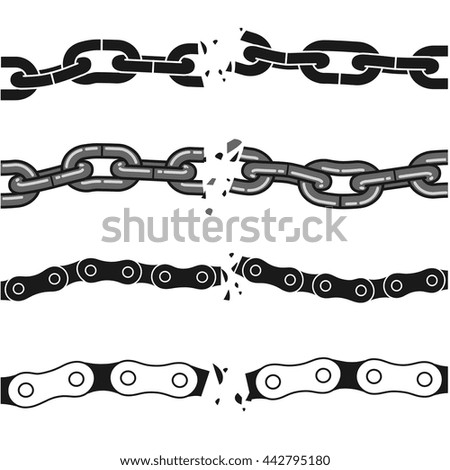 broken chains set. isolated vector graphics shapes