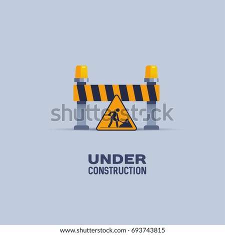 Under construction page, isolated vector illustration. Design for stickers, logo, web and mobile app.