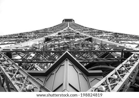 Eiffel tower isolated in white background,Paris, France