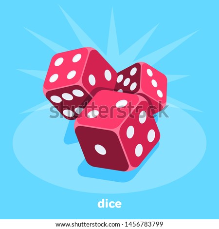 red dice on a blue background, isometric image, gambling for everyone