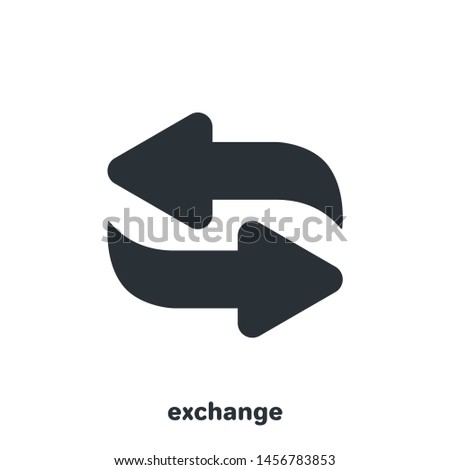 flat vector image on white background, black arrows pointing in different directions, money exchange icon