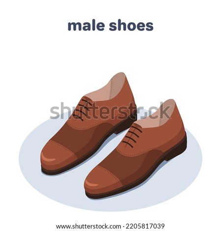 isometric vector illustration on a white background, male shoes in brown color, shoe store and sale