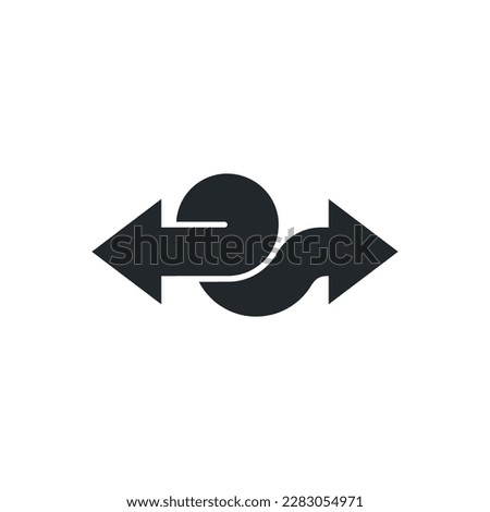flat vector image on a white background, icon of multidirectional arrows intertwined, confusing direction